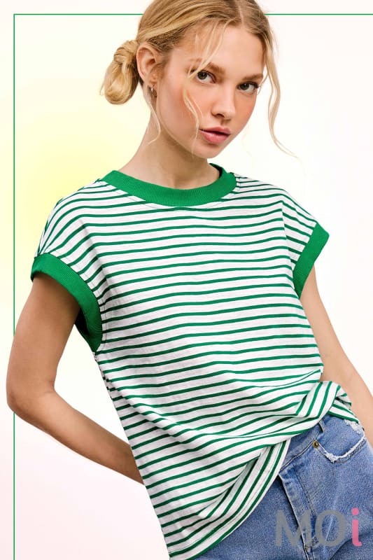 Nautical Cap Sleeve Striped Top