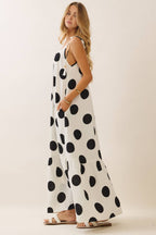 Polka dot tie-strap maxi dress