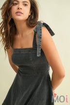 Denim Strap Tie Mini Dress