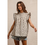 Dot Printed Smocked Yoke Top