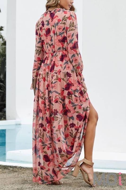Effortless Elegance Vivid Floral Print Maxi Dress