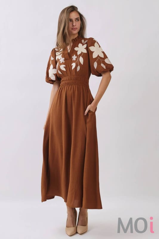 Embroidered Midi Dress