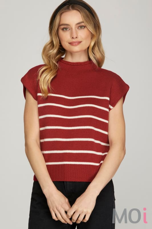 Cap Sleeve Stripe Sweater