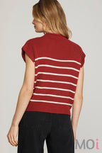 Cap Sleeve Stripe Sweater
