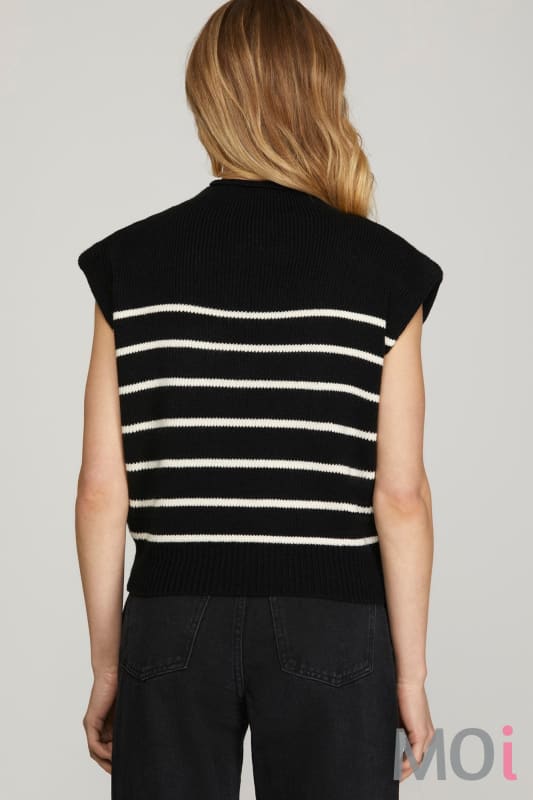 Cap Sleeve Stripe Sweater