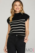 Cap Sleeve Stripe Sweater