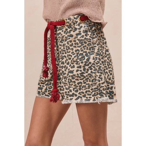 Braided Belt Leopard Shorts