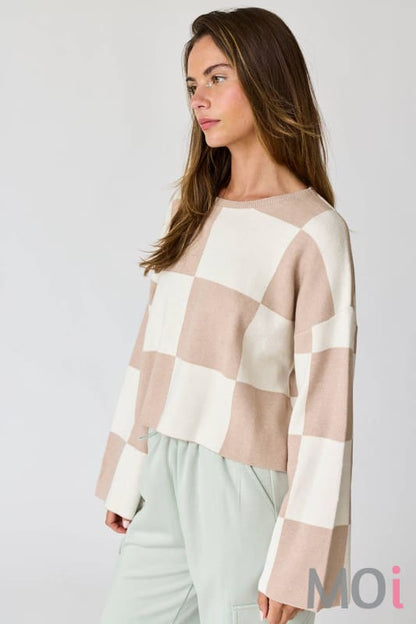 Checkered Long Sleeve Top