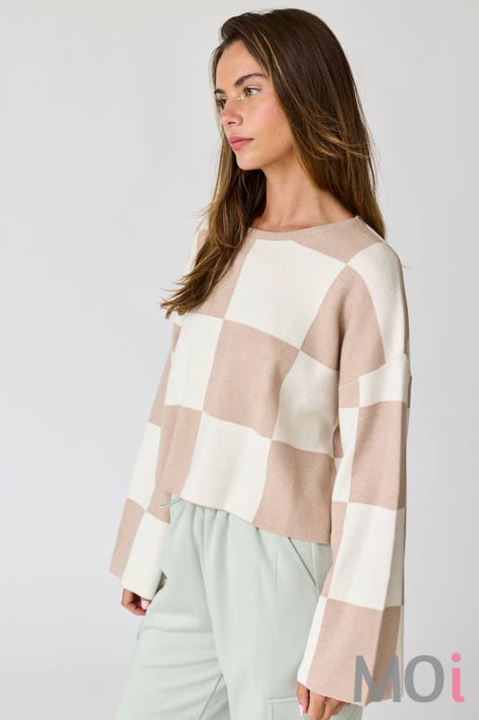Checkered Long Sleeve Top