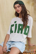 'CIAO' Graphic Jersey Boxy Crop Top