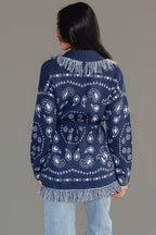 Blue Bandana Fringe Cardigan