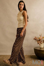 Polka Dot Elastic Waist Wide Pants