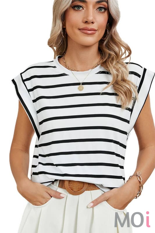 Round Neck Striped Raglan