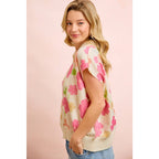 Flower Detail Top With Collar