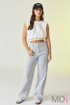 Maddie Pleat Detail Bubble Hem Knit Top