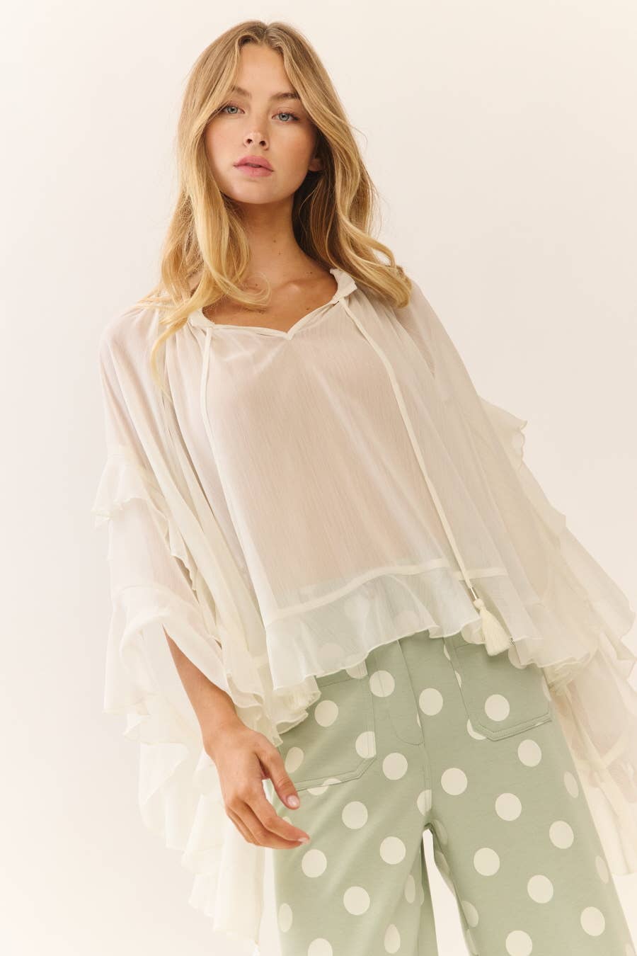 Polka Dot high-rise wide leg pants