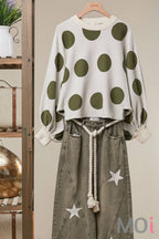 Oversized Polka Dot Knit Sweater
