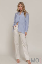 Long Dolman Sleeve Oversized Y/D Stripe Shirt