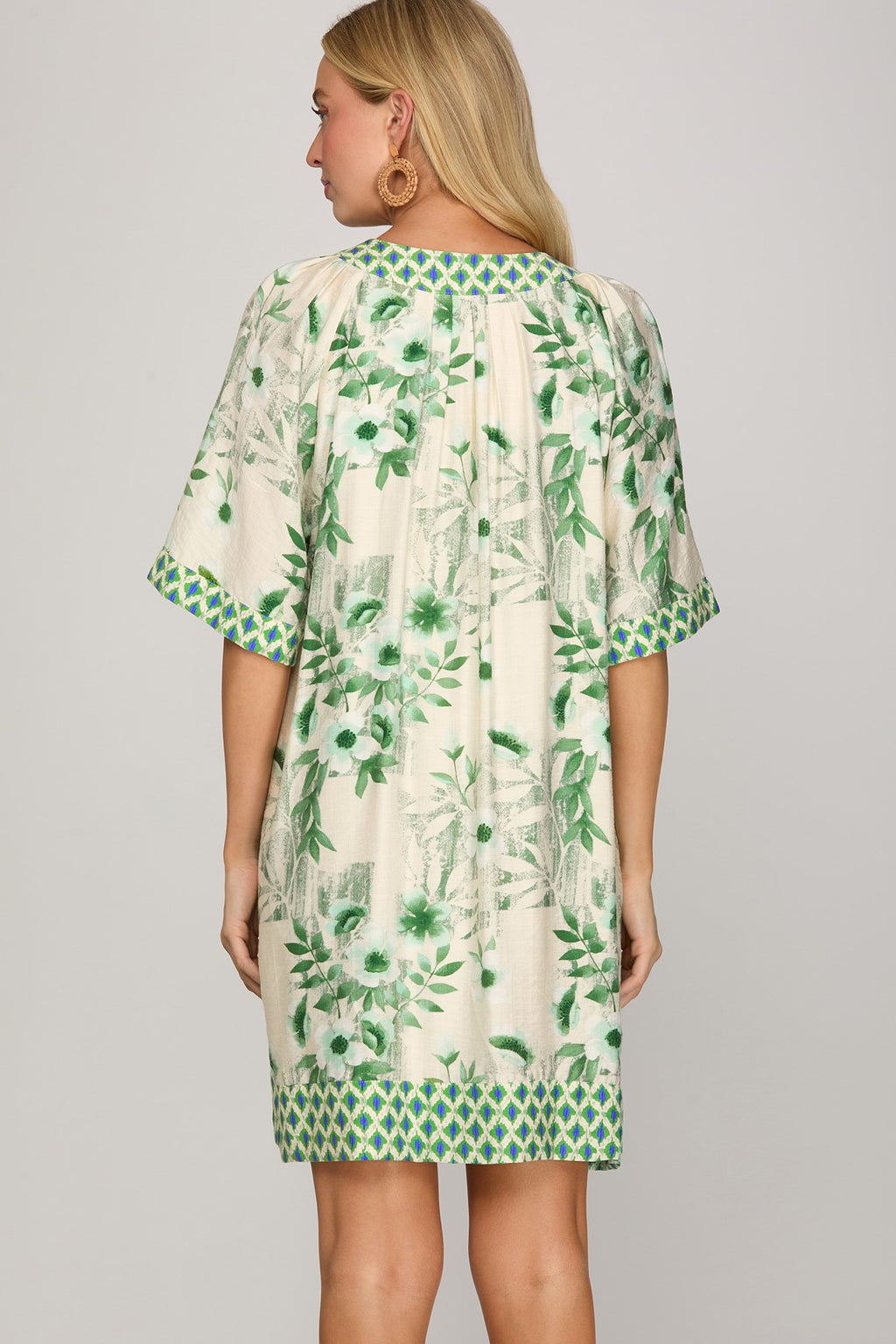 Bell Sleeve Printed Mini Dress