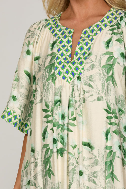 Bell Sleeve Printed Mini Dress