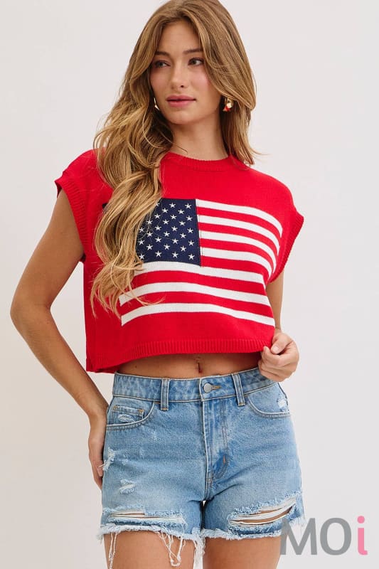 Stars and Stripe Knit Sweater Top