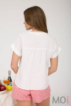 Ruched Shoulder Detail Henley