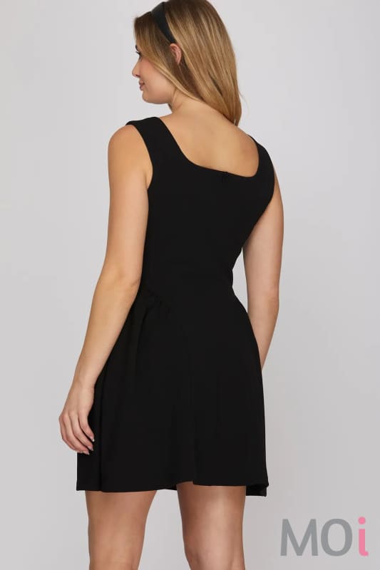 Square Neck Knit Mini Dress