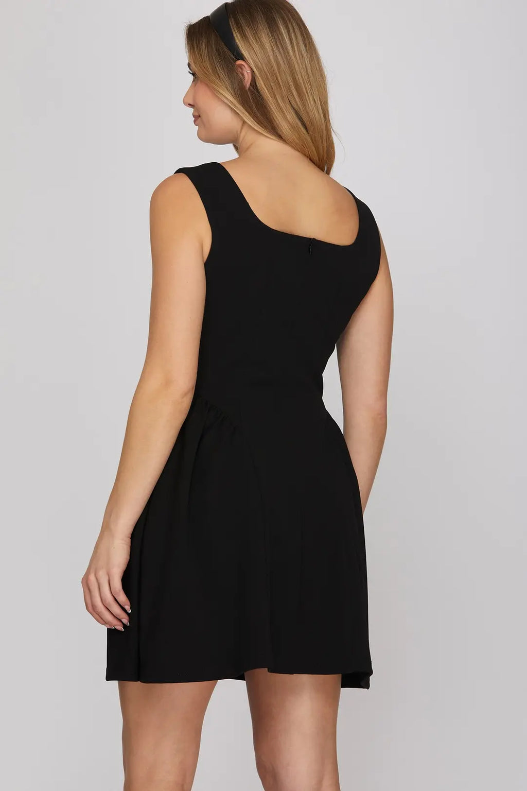 Square Neck Knit Mini Dress