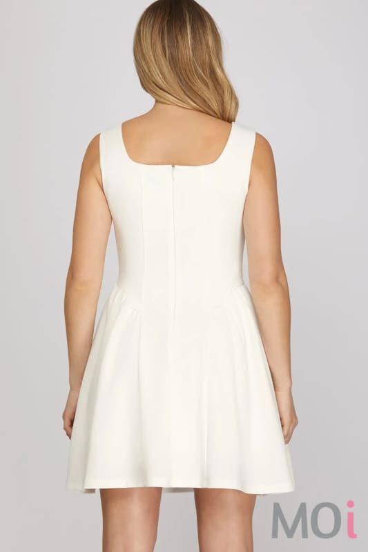 Square Neck Knit Mini Dress
