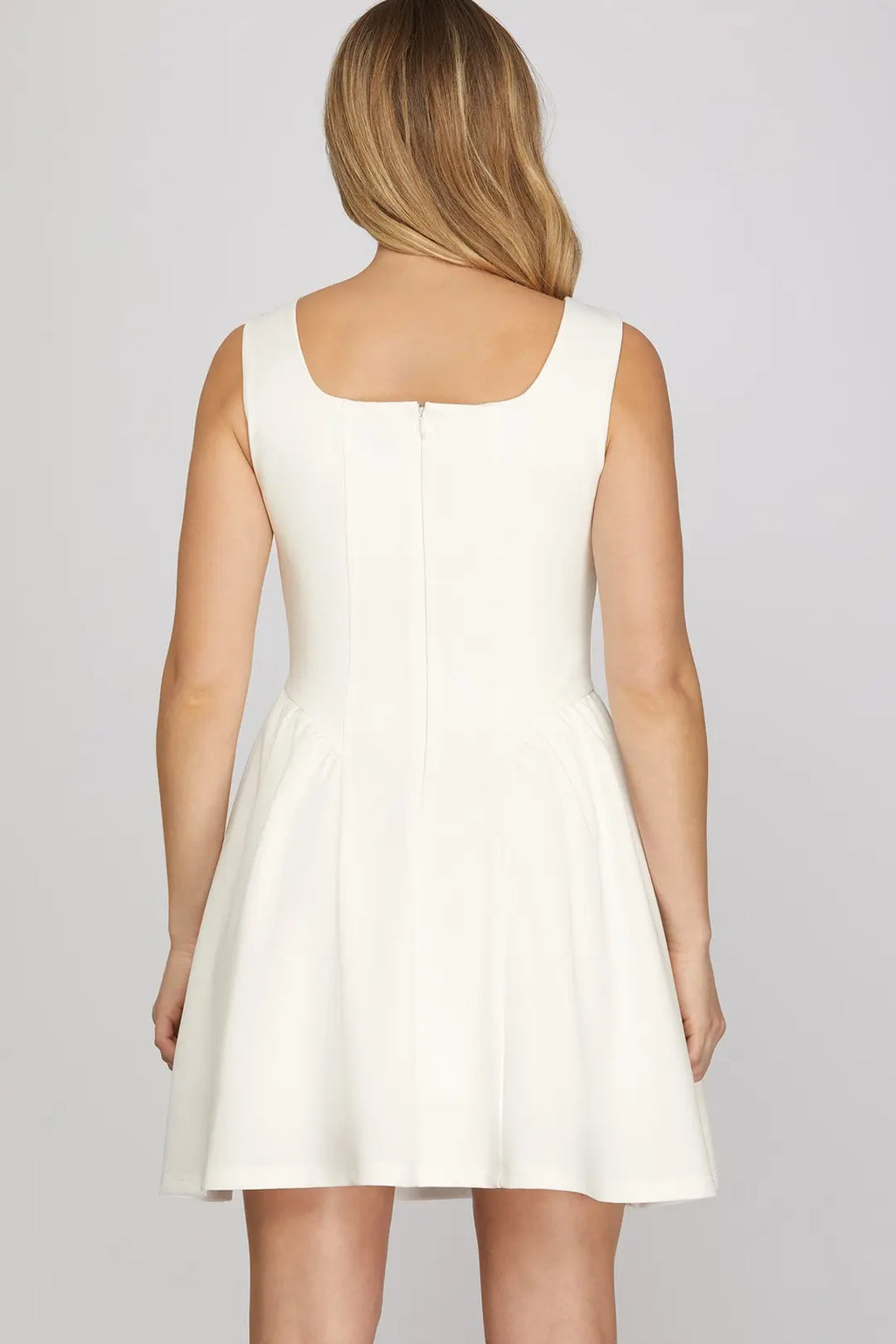 Square Neck Knit Mini Dress