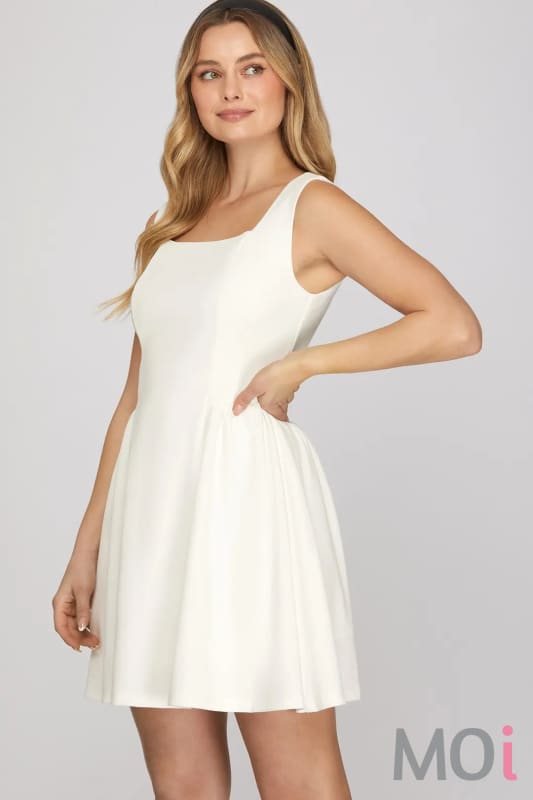 Square Neck Knit Mini Dress