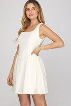 Square Neck Knit Mini Dress