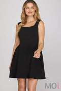 Square Neck Knit Mini Dress