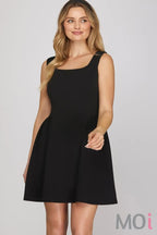 Square Neck Knit Mini Dress