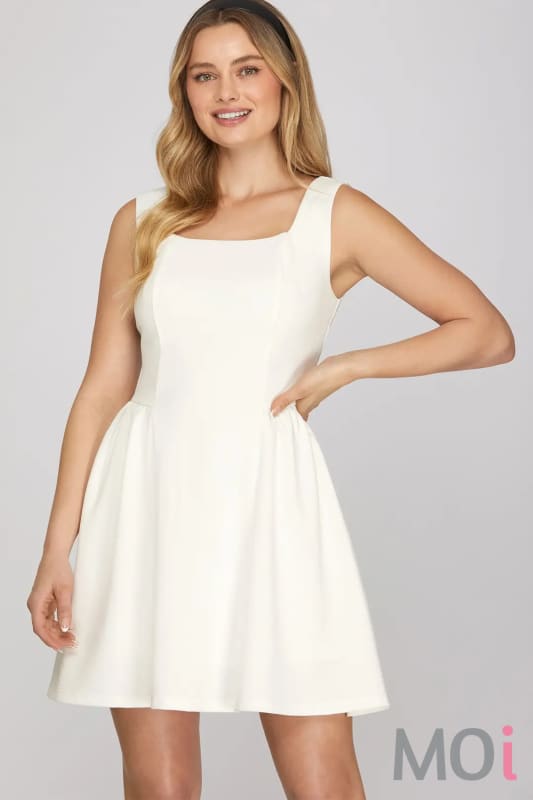 Square Neck Knit Mini Dress