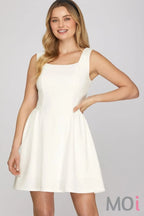 Square Neck Knit Mini Dress