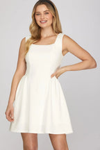 Square Neck Knit Mini Dress