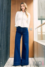 Wide Leg Jeans With Center Release Pintuck