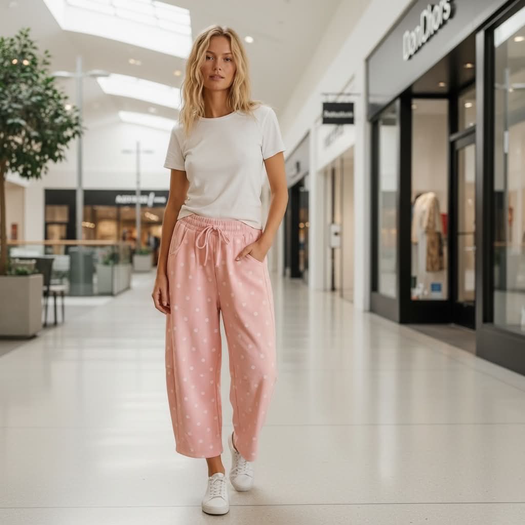 Polka Dot Heavy Scuba Barrel Lounge Pants