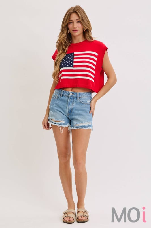 Stars and Stripe Knit Sweater Top
