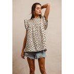 Dot Printed Smocked Yoke Top