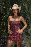 Vegan Leather Embroidered Western Corset Top