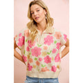 Flower Detail Top With Collar