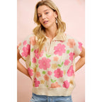 Flower Detail Top With Collar