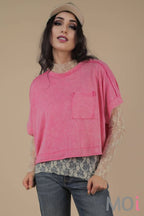 Mineral Washed Oversized Crop Comfy Knit Top