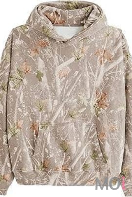 Maple Leaf Print Camouflage Essential Hoodie