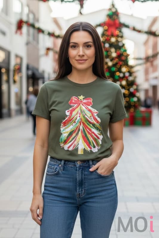 Paint Stroke Pink & White Tree Graphic Tee