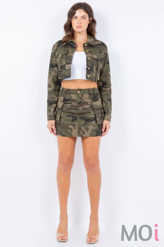CAMO UTILITY POCKET A-LINE SKIRT