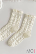 Rufia - White Rolled Edge Socks for Women