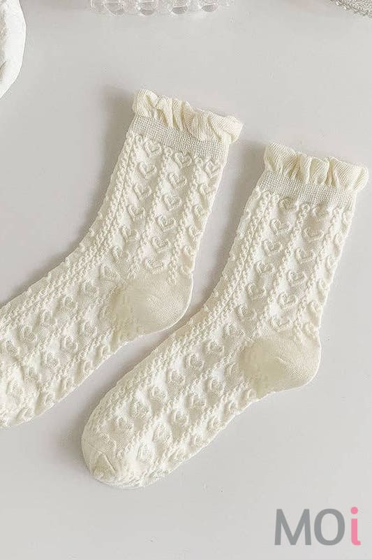 Rufia - White Rolled Edge Socks for Women